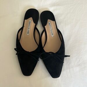 Manolo Blahnik Women's Black Suede Mules